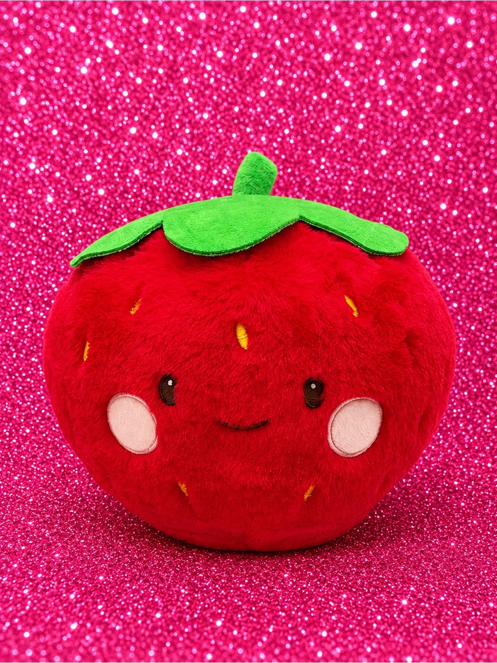 Pink Sky🍓WEIGHTED Strawberry Plush Toy Snug Bud - Red and Green